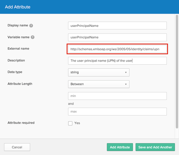 IdP Profile Editor Attribute Modal UI